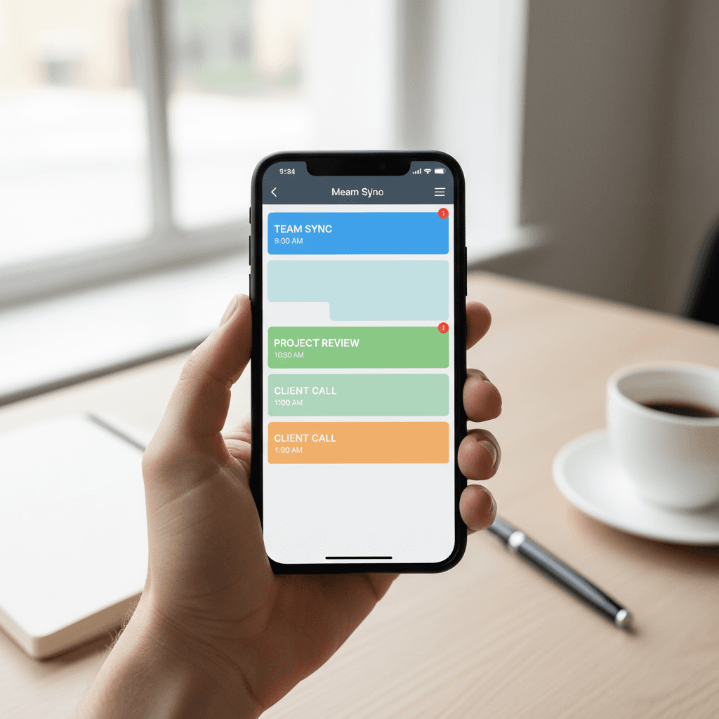 Calendar with appointments on phone in car